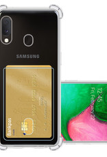 NoXx Hoes Geschikt voor Samsung A20e Hoesje Pasjeshouder Cover Shock Proof Case Siliconen Hoes Met Kaarthouder - Transparant