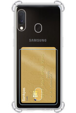 NoXx Hoes Geschikt voor Samsung A20e Hoesje Pasjeshouder Cover Shock Proof Case Siliconen Hoes Met Kaarthouder - Transparant