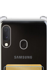 NoXx Hoes Geschikt voor Samsung A20e Hoesje Pasjeshouder Cover Shock Proof Case Siliconen Hoes Met Kaarthouder - Transparant