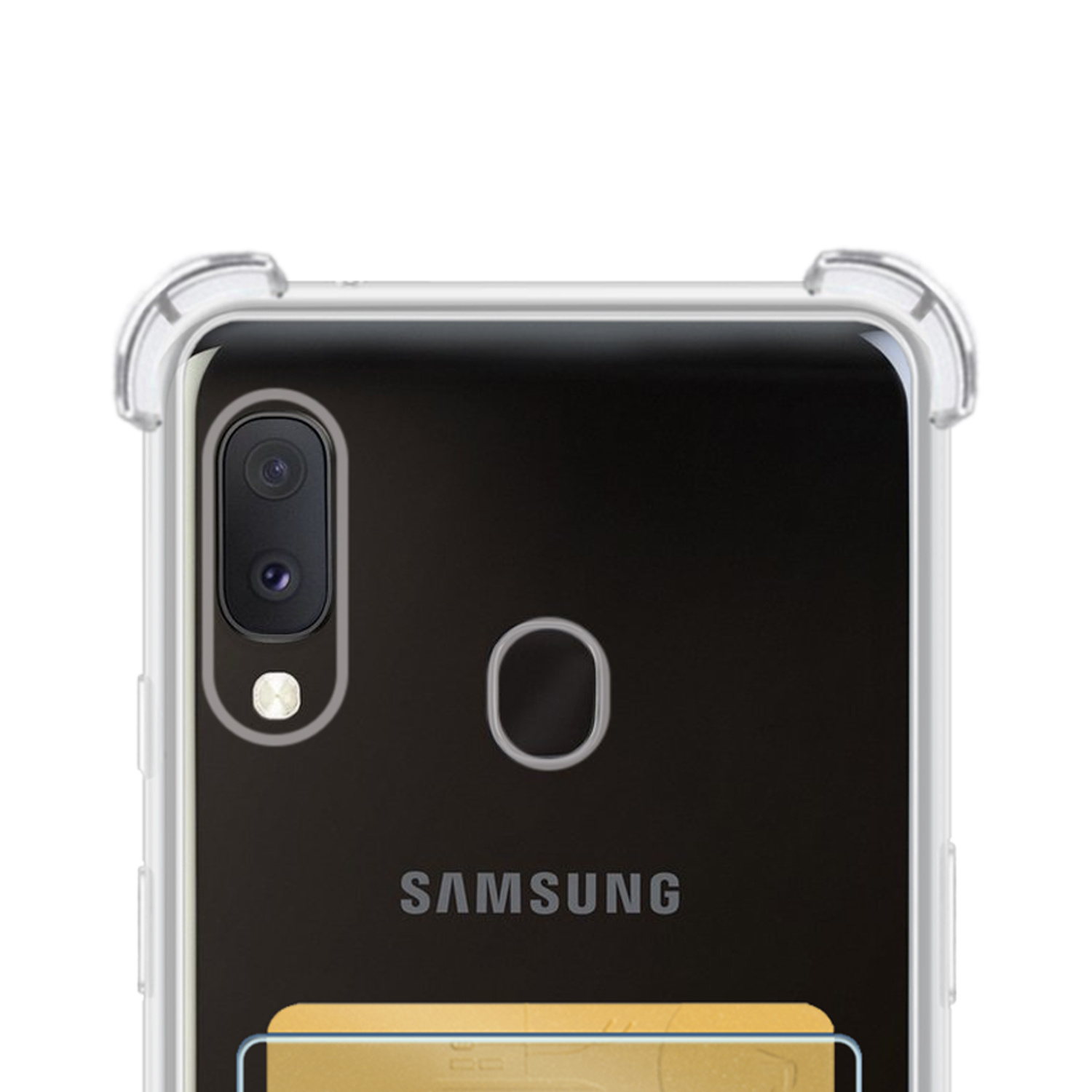 NoXx Hoes Geschikt voor Samsung A20e Hoesje Pasjeshouder Cover Shock Proof Case Siliconen Hoes Met Kaarthouder - Transparant