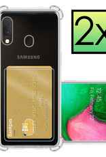 NoXx Hoes Geschikt voor Samsung A20e Hoesje Pasjeshouder Cover Shock Proof Case Siliconen Hoes Met Kaarthouder - Transparant - 2x