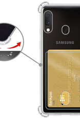 Nomfy Hoesje Geschikt voor Samsung A20e Hoesje Pasjeshouder Shockproof Pas Houder - Hoesje Geschikt voor Samsung Galaxy A20e Hoes Met Kaarthouder - Transparant