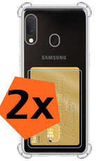 Nomfy Hoesje Geschikt voor Samsung A20e Hoesje Pasjeshouder Shockproof Pas Houder - Hoesje Geschikt voor Samsung Galaxy A20e Hoes Met Kaarthouder - Transparant - 2 PACK