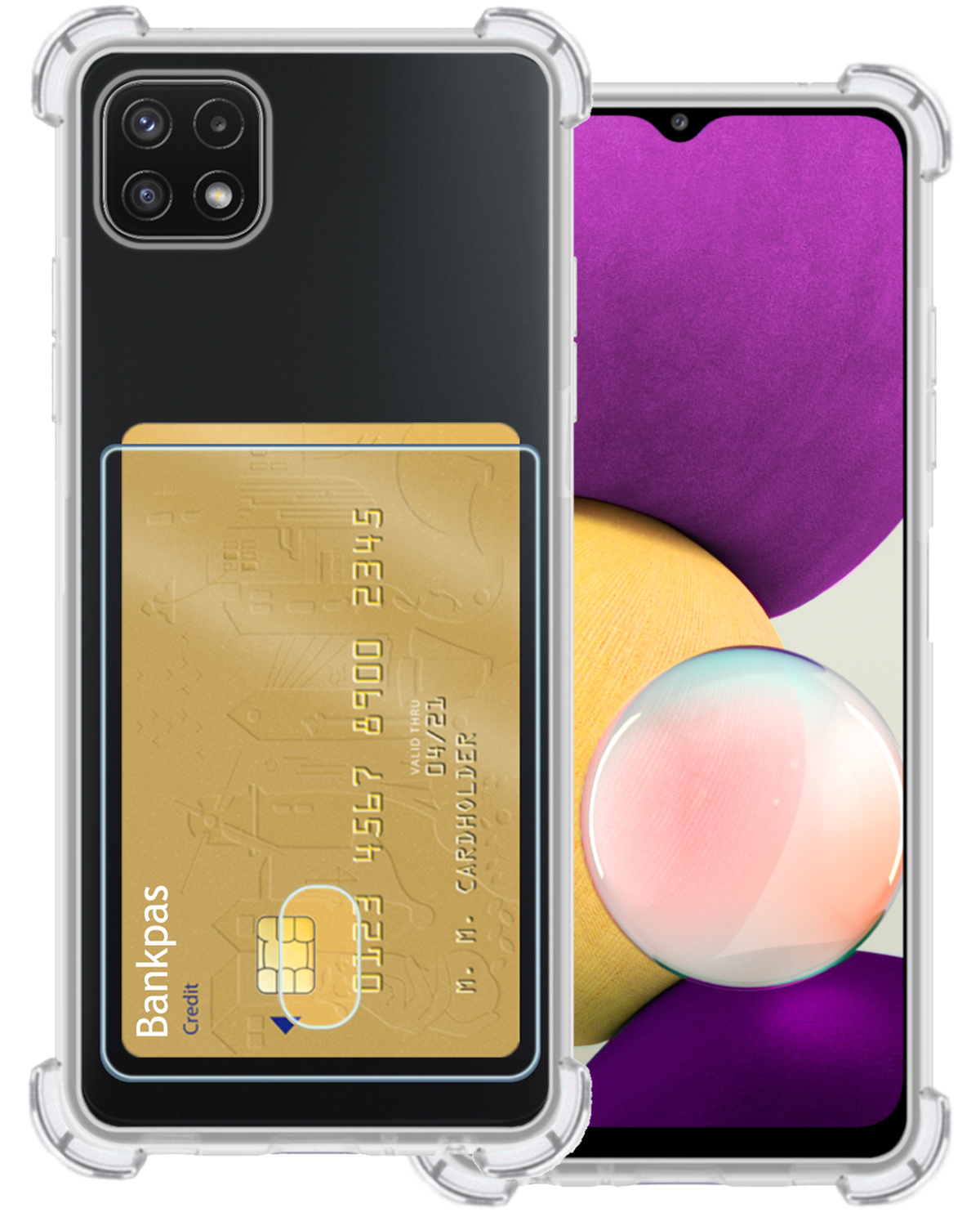 BASEY. Hoes Geschikt voor Samsung A22 5G Hoesje Shock Proof Case Hoes - Hoesje Geschikt voor Samsung Galaxy A22 5G Hoes Cover Shockproof - Transparant