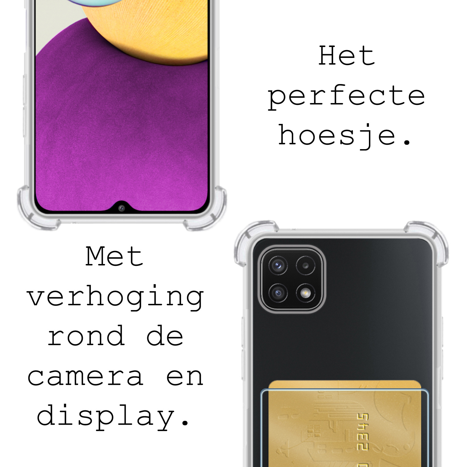 BASEY. Hoes Geschikt voor Samsung A22 5G Hoesje Shock Proof Case Hoes - Hoesje Geschikt voor Samsung Galaxy A22 5G Hoes Cover Shockproof - Transparant