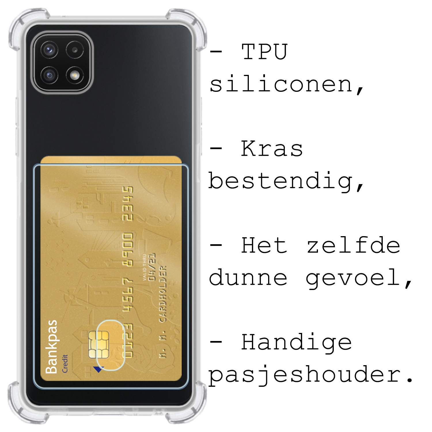 BASEY. Hoes Geschikt voor Samsung A22 5G Hoesje Shock Proof Case Hoes - Hoesje Geschikt voor Samsung Galaxy A22 5G Hoes Cover Shockproof - Transparant - 2 Stuks