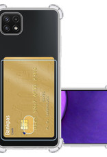 NoXx Hoes Geschikt voor Samsung A22 5G Hoesje Pasjeshouder Cover Shock Proof Case Siliconen Hoes Met Kaarthouder - Transparant