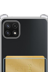 NoXx Hoes Geschikt voor Samsung A22 5G Hoesje Pasjeshouder Cover Shock Proof Case Siliconen Hoes Met Kaarthouder - Transparant