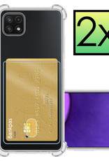 NoXx Hoes Geschikt voor Samsung A22 5G Hoesje Pasjeshouder Cover Shock Proof Case Siliconen Hoes Met Kaarthouder - Transparant - 2x