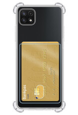 Nomfy Hoesje Geschikt voor Samsung A22 5G Hoesje Pasjeshouder Shockproof Pas Houder - Hoesje Geschikt voor Samsung Galaxy A22 5G Hoes Met Kaarthouder - Transparant - 2 PACK