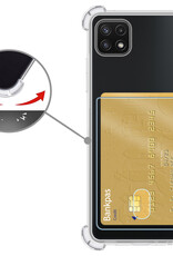 Nomfy Hoesje Geschikt voor Samsung A22 5G Hoesje Pasjeshouder Shockproof Pas Houder - Hoesje Geschikt voor Samsung Galaxy A22 5G Hoes Met Kaarthouder - Transparant - 2 PACK