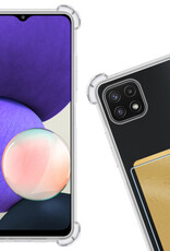 Nomfy Hoesje Geschikt voor Samsung A22 5G Hoesje Pasjeshouder Shockproof Pas Houder - Hoesje Geschikt voor Samsung Galaxy A22 5G Hoes Met Kaarthouder - Transparant - 2 PACK