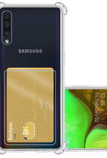 NoXx Hoes Geschikt voor Samsung A50/A50s Hoesje Pasjeshouder Cover Shock Proof Case Siliconen Hoes Met Kaarthouder - Transparant