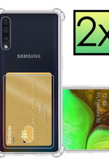 NoXx Hoes Geschikt voor Samsung A50/A50s Hoesje Pasjeshouder Cover Shock Proof Case Siliconen Hoes Met Kaarthouder - Transparant - 2x