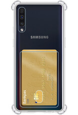 NoXx Hoes Geschikt voor Samsung A50/A50s Hoesje Pasjeshouder Cover Shock Proof Case Siliconen Hoes Met Kaarthouder - Transparant - 2x