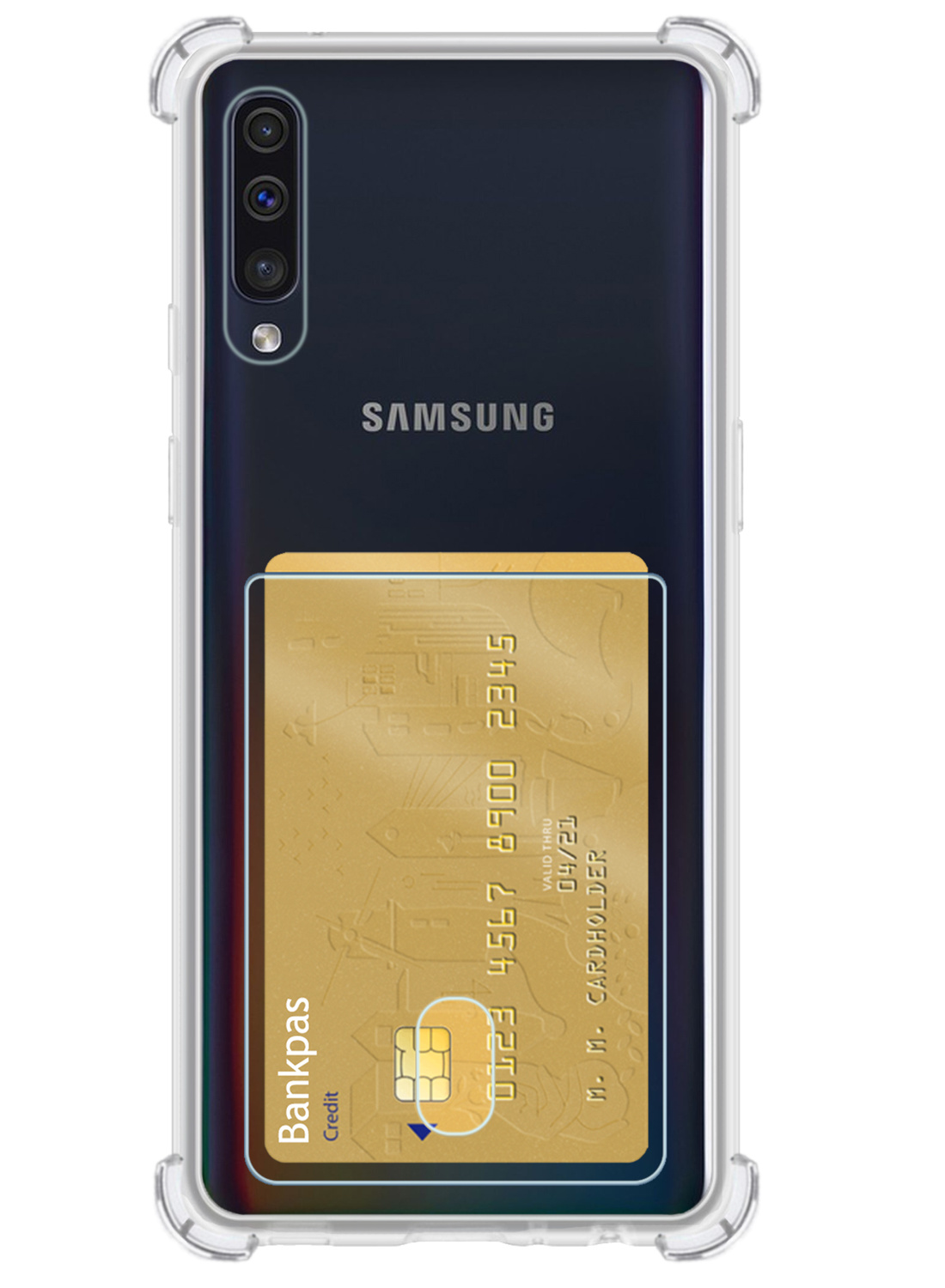 Nomfy Hoesje Geschikt voor Samsung A50/A50s Hoesje Pasjeshouder Shockproof Pas Houder - Hoesje Geschikt voor Samsung Galaxy A50/A50s Hoes Met Kaarthouder - Transparant