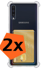 Nomfy Hoesje Geschikt voor Samsung A50/A50s Hoesje Pasjeshouder Shockproof Pas Houder - Hoesje Geschikt voor Samsung Galaxy A50/A50s Hoes Met Kaarthouder - Transparant - 2 PACK