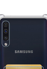 NoXx Hoes Geschikt voor Samsung A70/A70s Hoesje Pasjeshouder Cover Shock Proof Case Siliconen Hoes Met Kaarthouder - Transparant - 2x