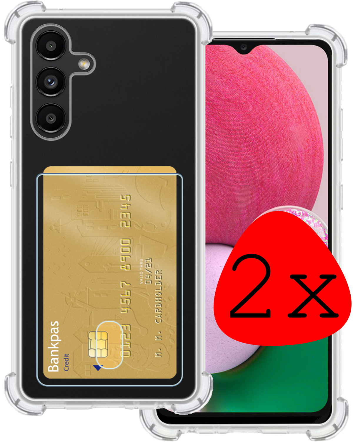 BASEY. Hoes Geschikt voor Samsung A13 5G Hoesje Shock Proof Case Hoes - Hoesje Geschikt voor Samsung Galaxy A13 5G Hoes Cover Shockproof - Transparant - 2 Stuks