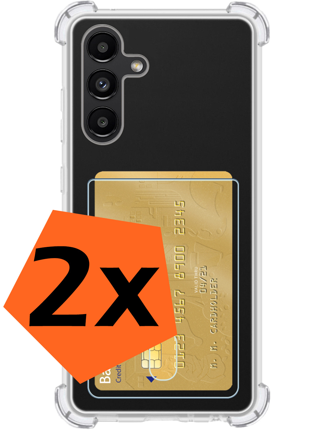 Nomfy Hoesje Geschikt voor Samsung A13 5G Hoesje Pasjeshouder Shockproof Pas Houder - Hoesje Geschikt voor Samsung Galaxy A13 5G Hoes Met Kaarthouder - Transparant - 2 PACK