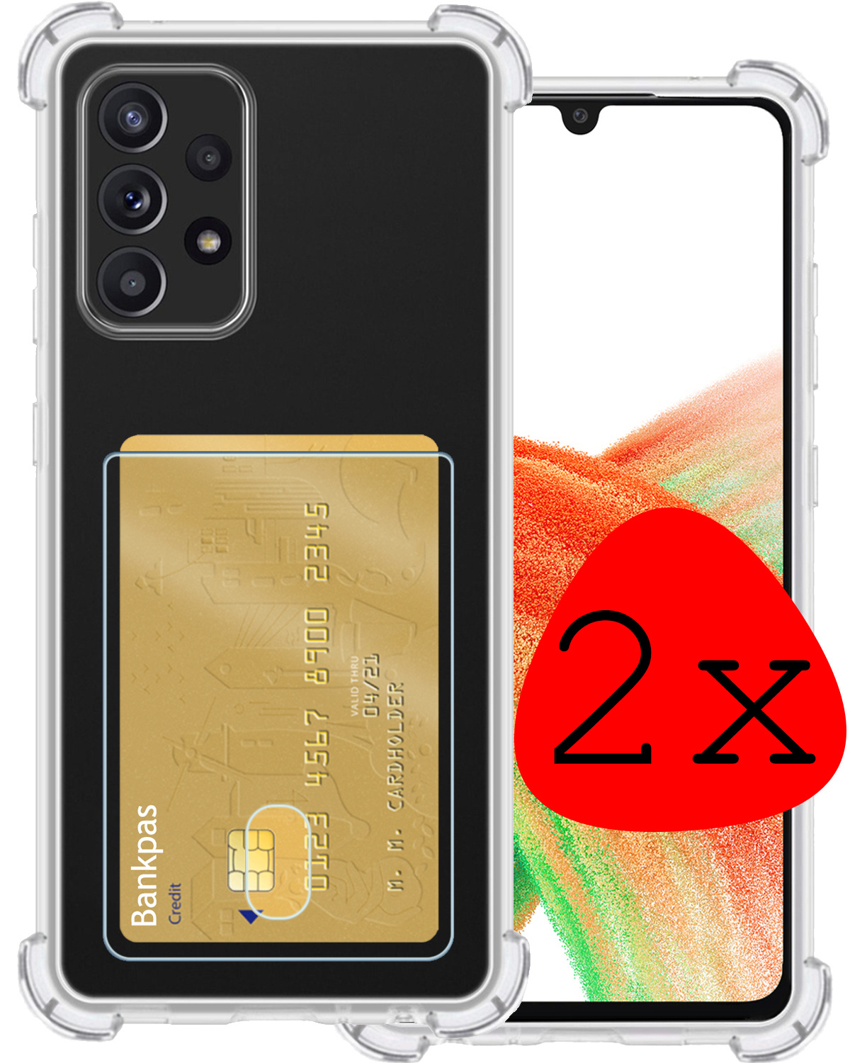 BASEY. Hoes Geschikt voor Samsung A33 Hoesje Shock Proof Case Hoes - Hoesje Geschikt voor Samsung Galaxy A33 Hoes Cover Shockproof - Transparant - 2 Stuks