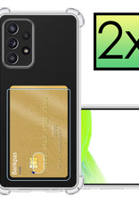 NoXx Hoes Geschikt voor Samsung A33 Hoesje Pasjeshouder Cover Shock Proof Case Siliconen Hoes Met Kaarthouder - Transparant - 2x