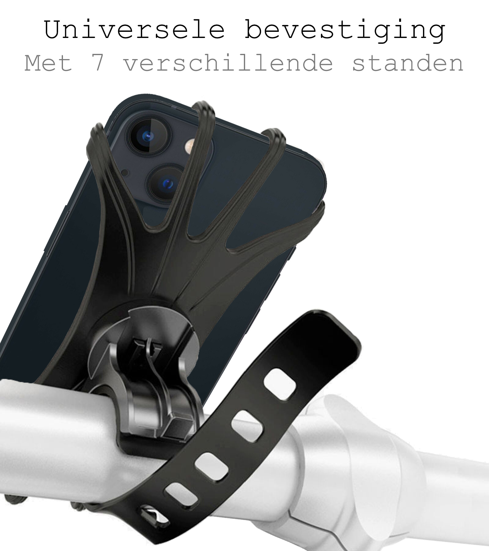 BASEY. Universele Telefoonhouder Fiets Scooter En Buggy - Fiets Telefoonhouder Siliconen - 360 Graden Draaibaar - Zwart