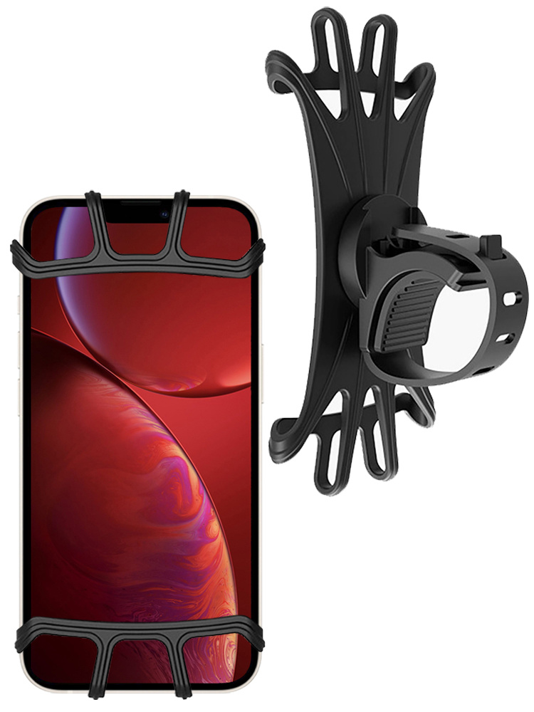 NoXx Telefoonhouder Fiets Universeel - Fiets Telefoonhouder Scooter - Mountainbike Telefoon Houder Siliconen - Zwart