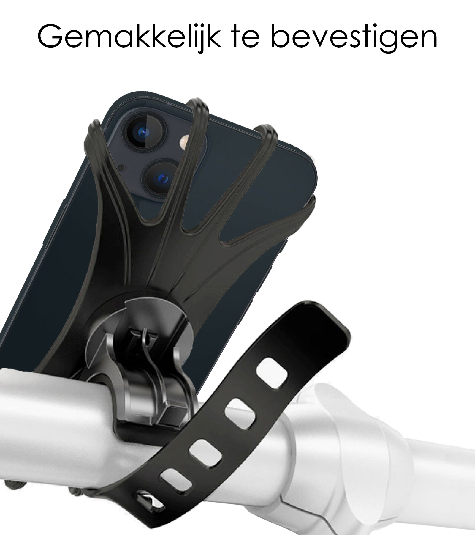 NoXx Telefoonhouder Fiets Universeel - Fiets Telefoonhouder Scooter - Mountainbike Telefoon Houder Siliconen - Zwart