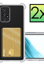 NoXx Hoes Geschikt voor Samsung A53 Hoesje Pasjeshouder Cover Shock Proof Case Siliconen Hoes Met Kaarthouder - Transparant - 2x