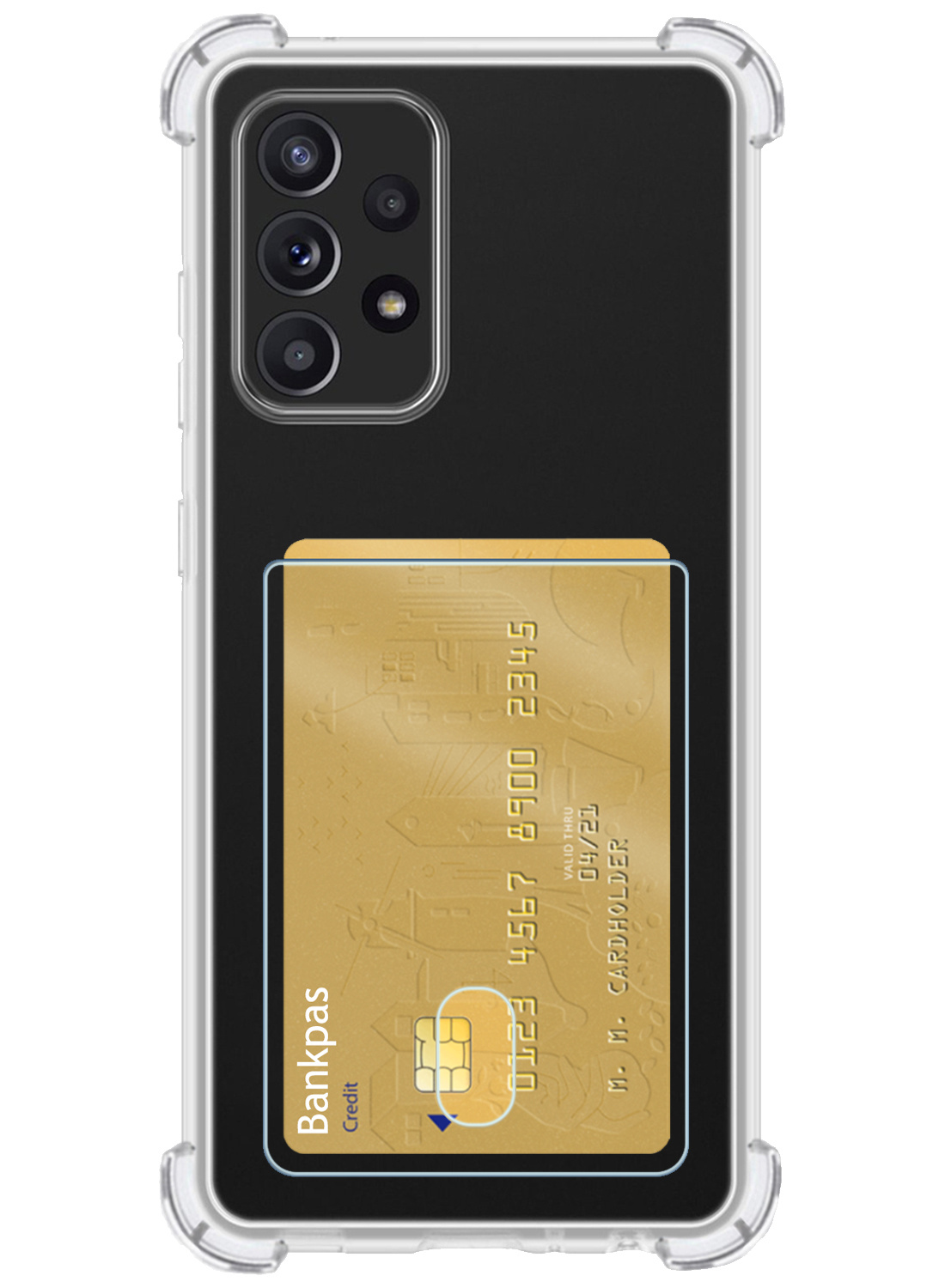 Nomfy Hoesje Geschikt voor Samsung A53 Hoesje Pasjeshouder Shockproof Pas Houder - Hoesje Geschikt voor Samsung Galaxy A53 Hoes Met Kaarthouder - Transparant