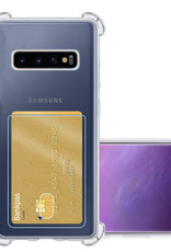 NoXx Hoes Geschikt voor Samsung S10 Hoesje Pasjeshouder Cover Shock Proof Case Siliconen Hoes Met Kaarthouder - Transparant