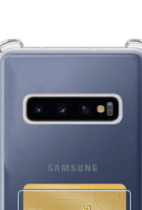 NoXx Hoes Geschikt voor Samsung S10 Hoesje Pasjeshouder Cover Shock Proof Case Siliconen Hoes Met Kaarthouder - Transparant