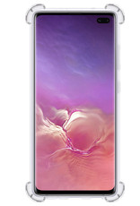 NoXx Hoes Geschikt voor Samsung S10 Hoesje Pasjeshouder Cover Shock Proof Case Siliconen Hoes Met Kaarthouder - Transparant - 2x