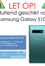 NoXx Hoes Geschikt voor Samsung S10 Hoesje Pasjeshouder Cover Shock Proof Case Siliconen Hoes Met Kaarthouder - Transparant - 2x