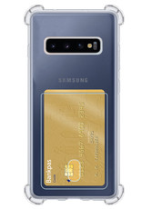 Nomfy Hoesje Geschikt voor Samsung S10 Hoesje Pasjeshouder Shockproof Pas Houder - Hoesje Geschikt voor Samsung Galaxy S10 Hoes Met Kaarthouder - Transparant