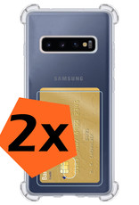 Nomfy Hoesje Geschikt voor Samsung S10 Hoesje Pasjeshouder Shockproof Pas Houder - Hoesje Geschikt voor Samsung Galaxy S10 Hoes Met Kaarthouder - Transparant - 2 PACK