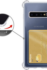 Nomfy Hoesje Geschikt voor Samsung S10 Hoesje Pasjeshouder Shockproof Pas Houder - Hoesje Geschikt voor Samsung Galaxy S10 Hoes Met Kaarthouder - Transparant - 2 PACK