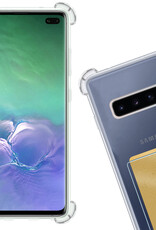 Nomfy Hoesje Geschikt voor Samsung S10 Hoesje Pasjeshouder Shockproof Pas Houder - Hoesje Geschikt voor Samsung Galaxy S10 Hoes Met Kaarthouder - Transparant - 2 PACK