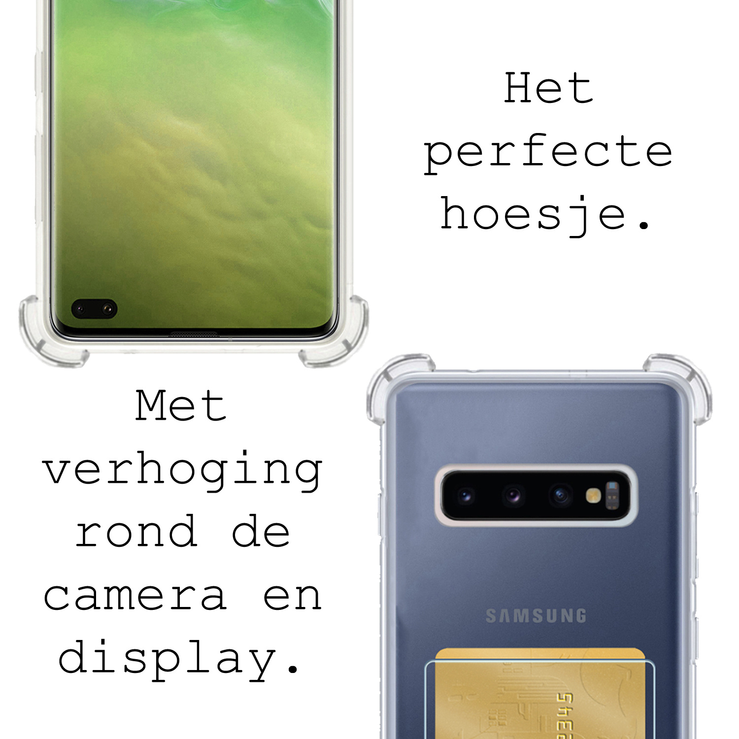 BASEY. Hoes Geschikt voor Samsung S10 Plus Hoesje Shock Proof Case Hoes - Hoesje Geschikt voor Samsung Galaxy S10 Plus Hoes Cover Shockproof - Transparant