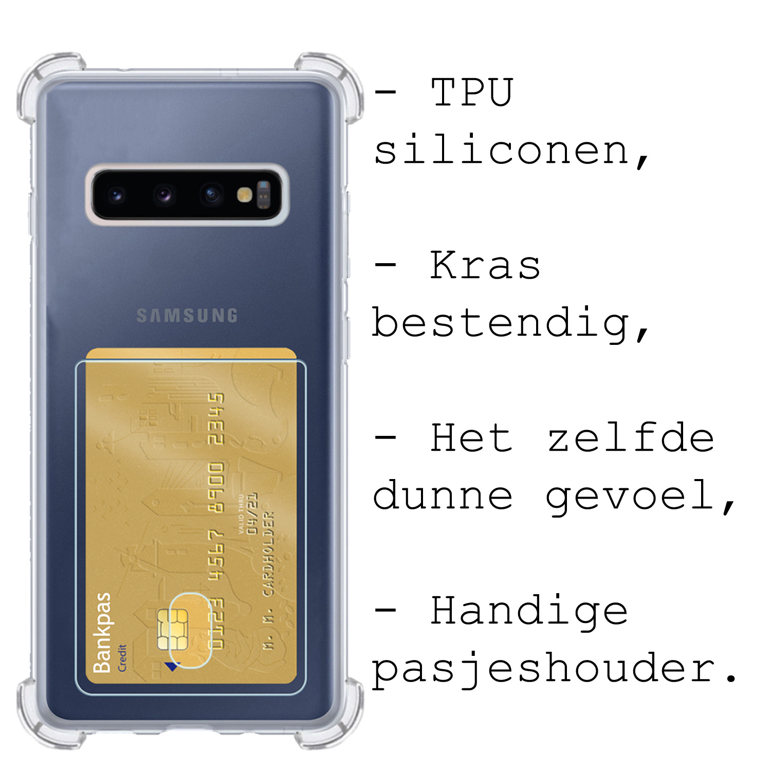 BASEY. Hoes Geschikt voor Samsung S10 Plus Hoesje Shock Proof Case Hoes - Hoesje Geschikt voor Samsung Galaxy S10 Plus Hoes Cover Shockproof - Transparant