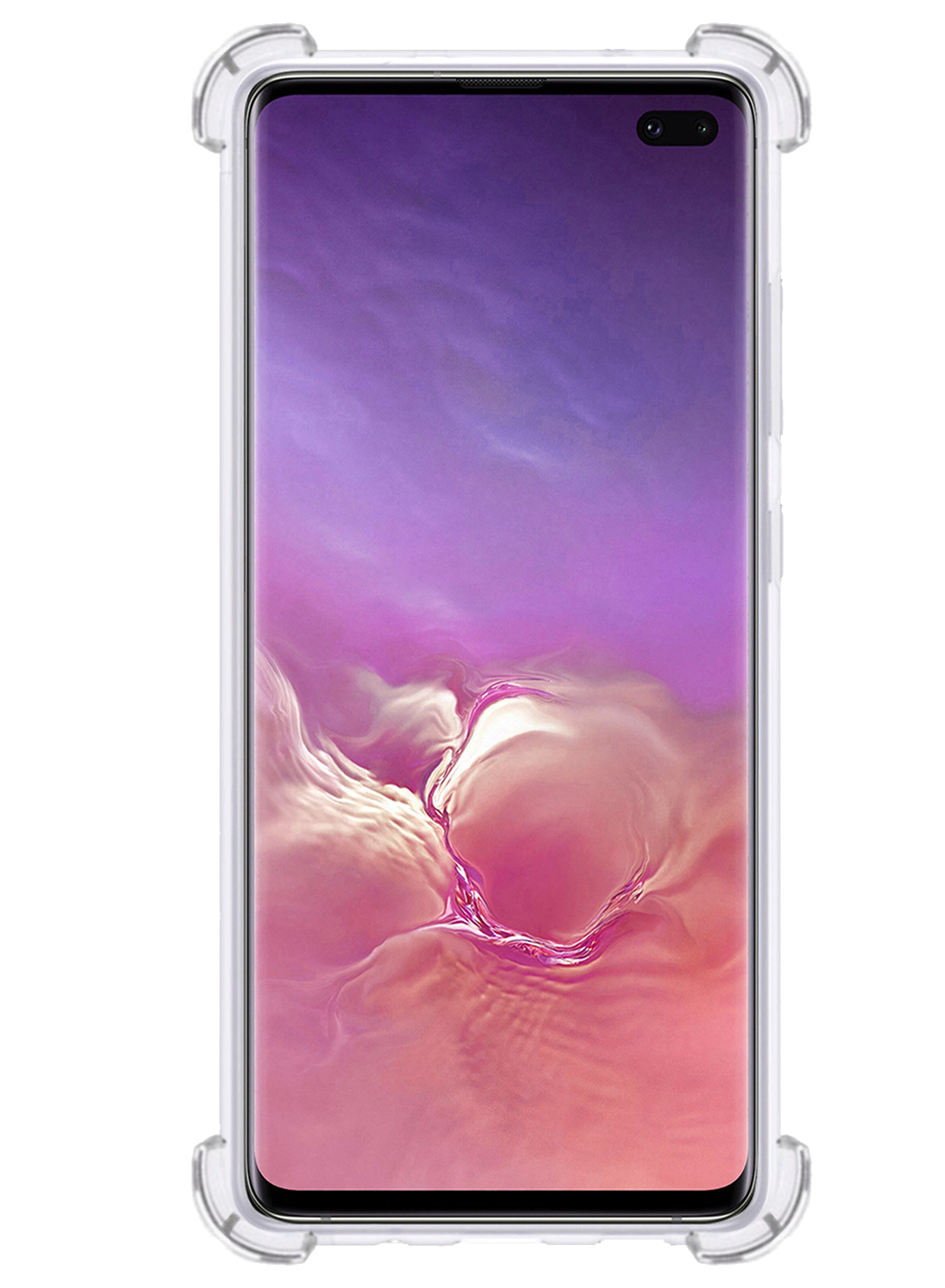 NoXx Hoes Geschikt voor Samsung S10 Plus Hoesje Pasjeshouder Cover Shock Proof Case Siliconen Hoes Met Kaarthouder - Transparant - 2x