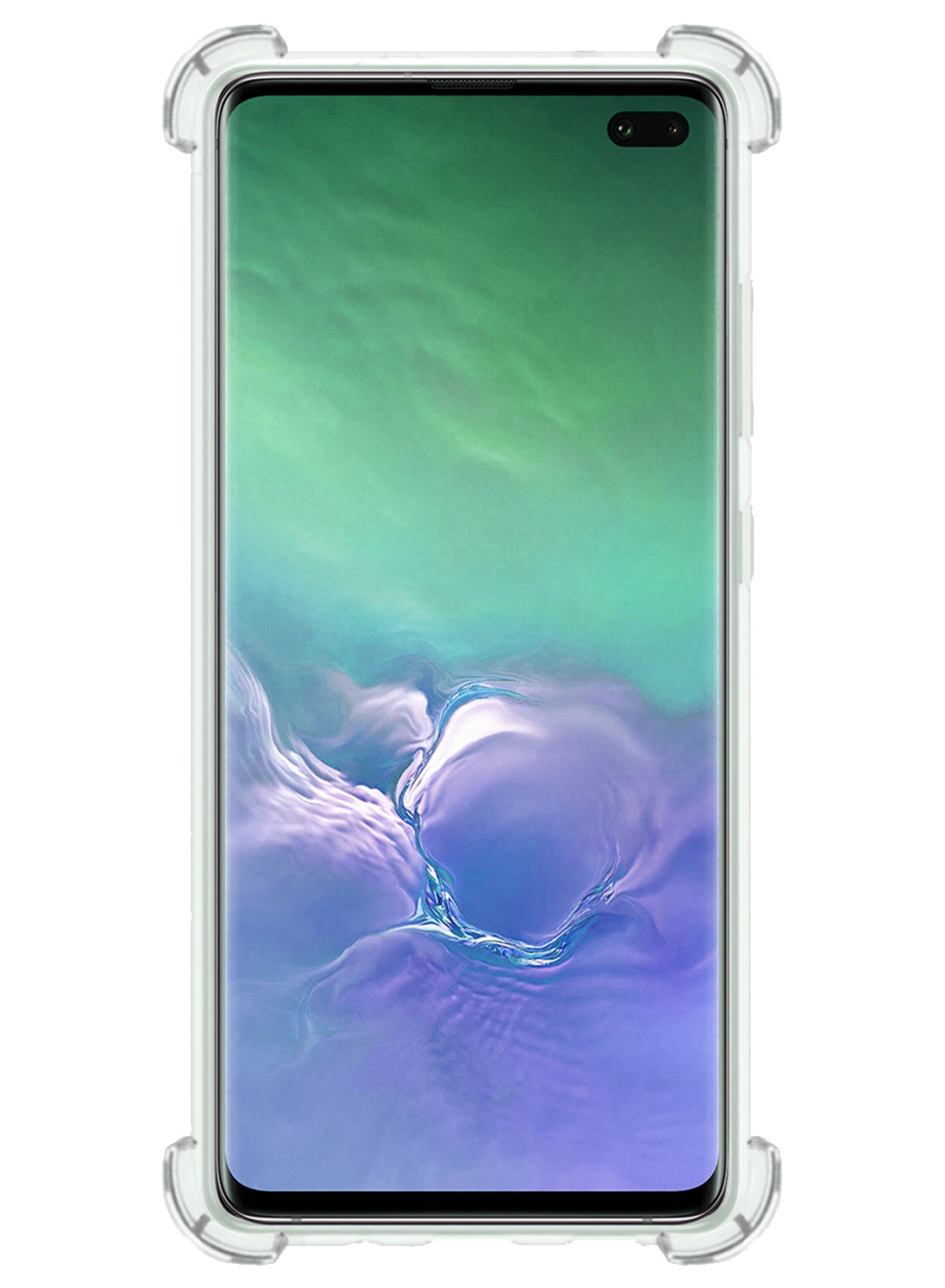 Nomfy Hoesje Geschikt voor Samsung S10 Plus Hoesje Pasjeshouder Shockproof Pas Houder - Hoesje Geschikt voor Samsung Galaxy S10 Plus Hoes Met Kaarthouder - Transparant - 2 PACK