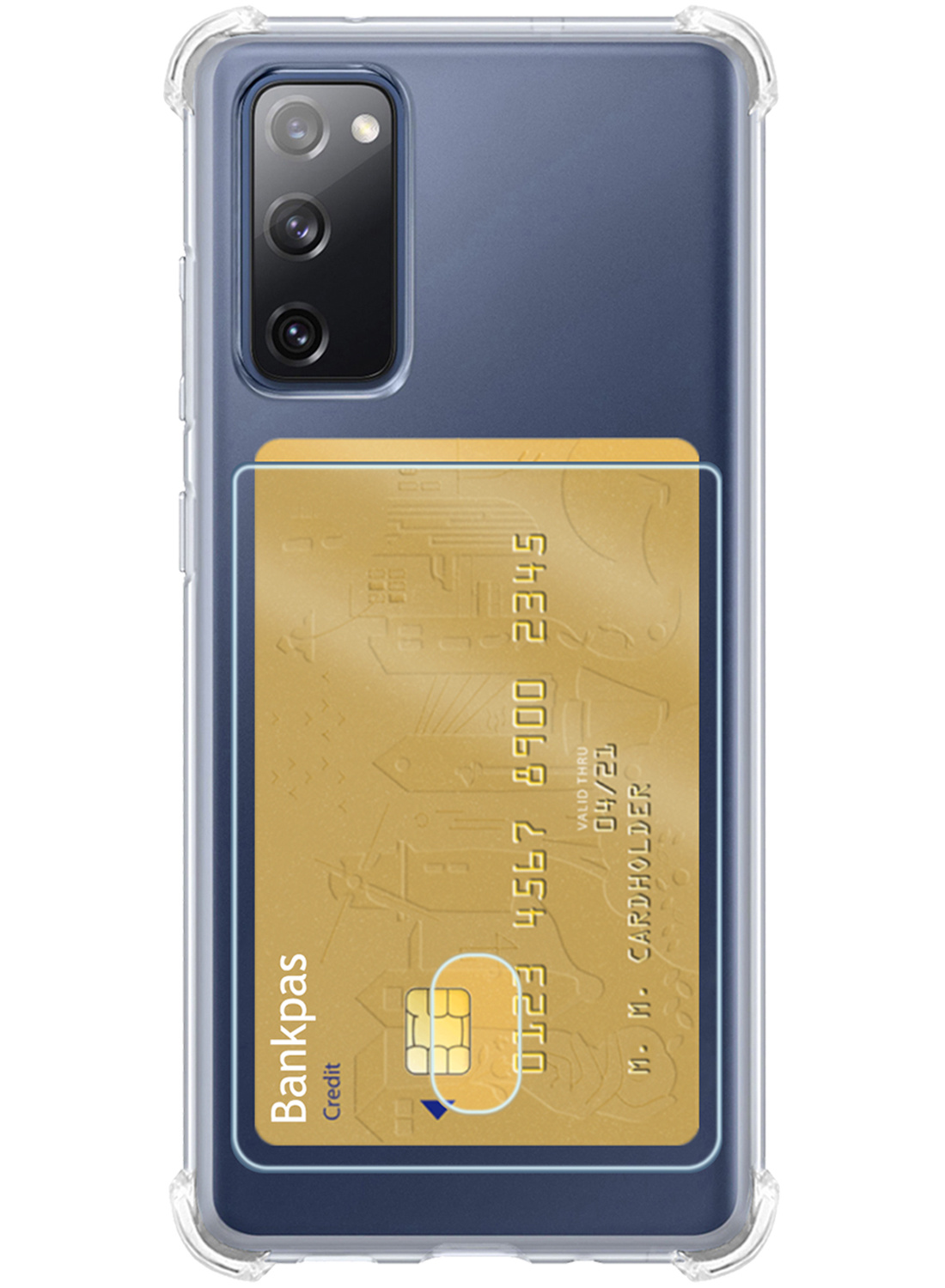 NoXx Hoes Geschikt voor Samsung S20 FE Hoesje Pasjeshouder Cover Shock Proof Case Siliconen Hoes Met Kaarthouder - Transparant