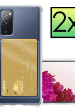 NoXx Hoes Geschikt voor Samsung S20 FE Hoesje Pasjeshouder Cover Shock Proof Case Siliconen Hoes Met Kaarthouder - Transparant - 2x