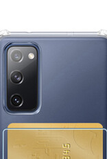 NoXx Hoes Geschikt voor Samsung S20 FE Hoesje Pasjeshouder Cover Shock Proof Case Siliconen Hoes Met Kaarthouder - Transparant - 2x