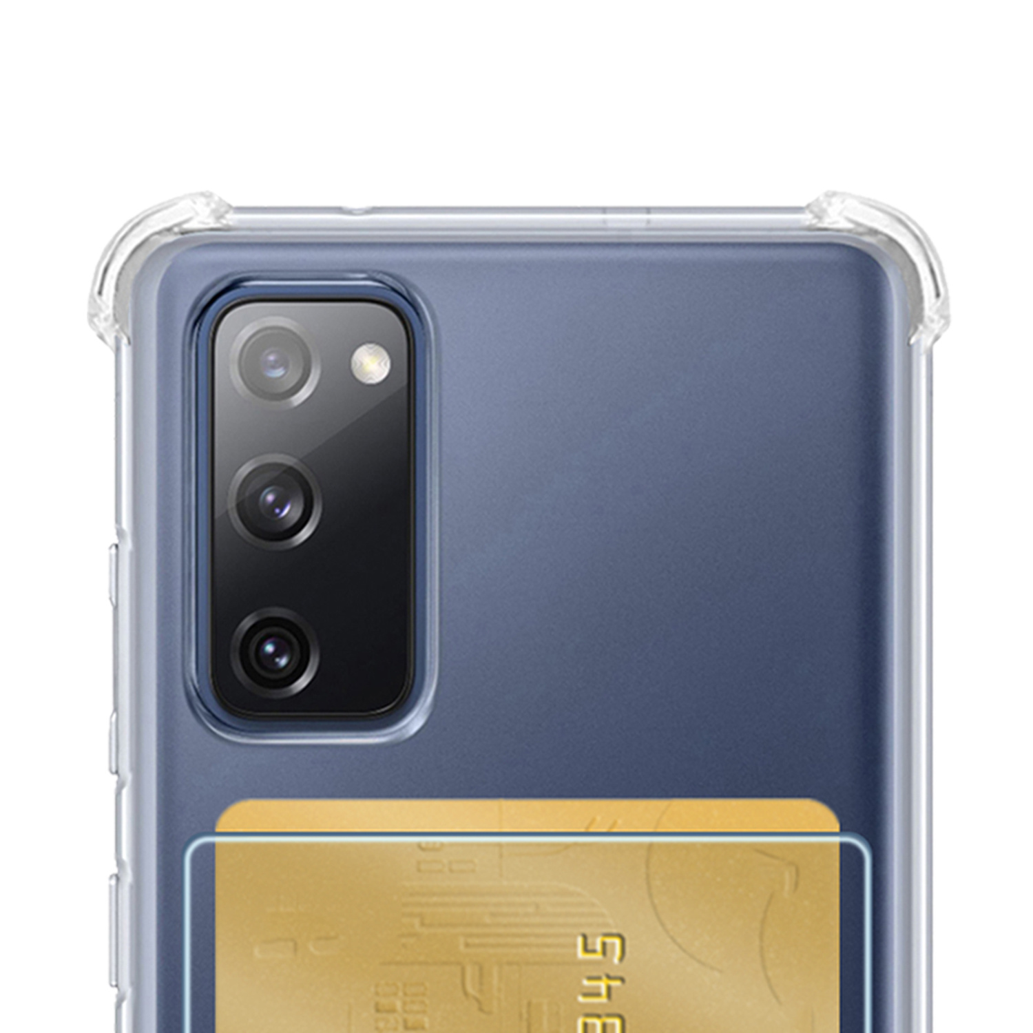 NoXx Hoes Geschikt voor Samsung S20 FE Hoesje Pasjeshouder Cover Shock Proof Case Siliconen Hoes Met Kaarthouder - Transparant - 2x