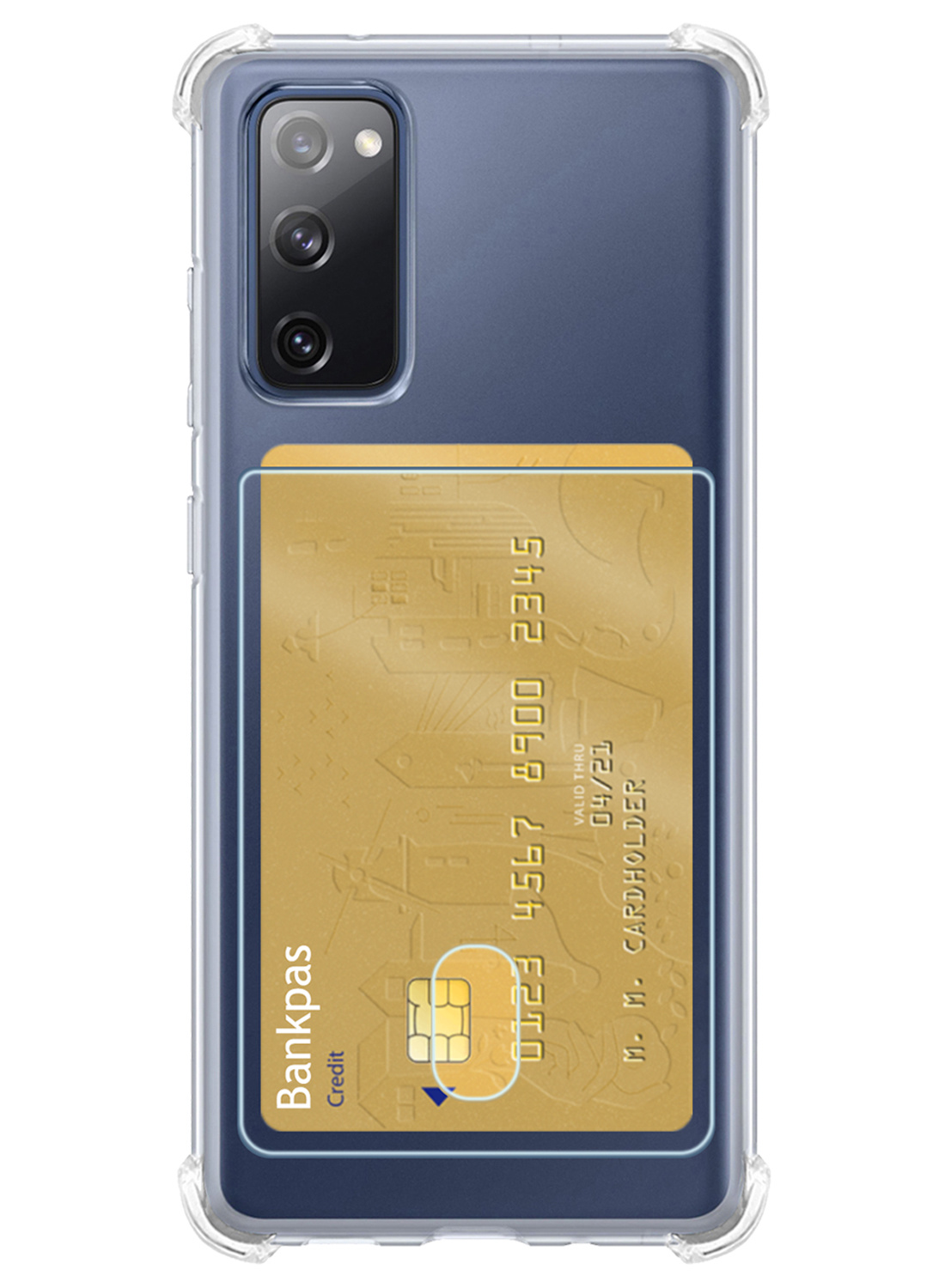 Nomfy Hoesje Geschikt voor Samsung S20 FE Hoesje Pasjeshouder Shockproof Pas Houder - Hoesje Geschikt voor Samsung Galaxy S20 FE Hoes Met Kaarthouder - Transparant