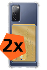Nomfy Hoesje Geschikt voor Samsung S20 FE Hoesje Pasjeshouder Shockproof Pas Houder - Hoesje Geschikt voor Samsung Galaxy S20 FE Hoes Met Kaarthouder - Transparant - 2 PACK