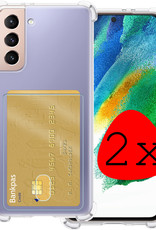 BASEY. Hoes Geschikt voor Samsung S21 FE Hoesje Shock Proof Case Hoes - Hoesje Geschikt voor Samsung Galaxy S21 FE Hoes Cover Shockproof - Transparant - 2 Stuks